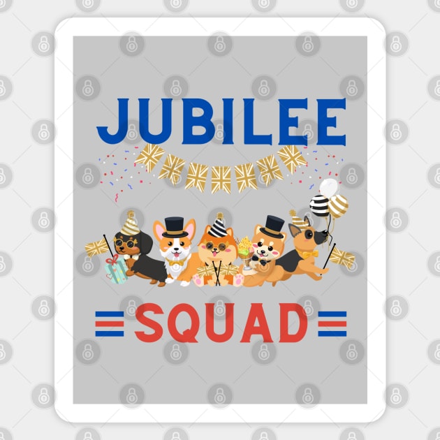 Jubilee Squad | Queen's Platinum Jubilee Party Pups Sticker by Auraya Studio